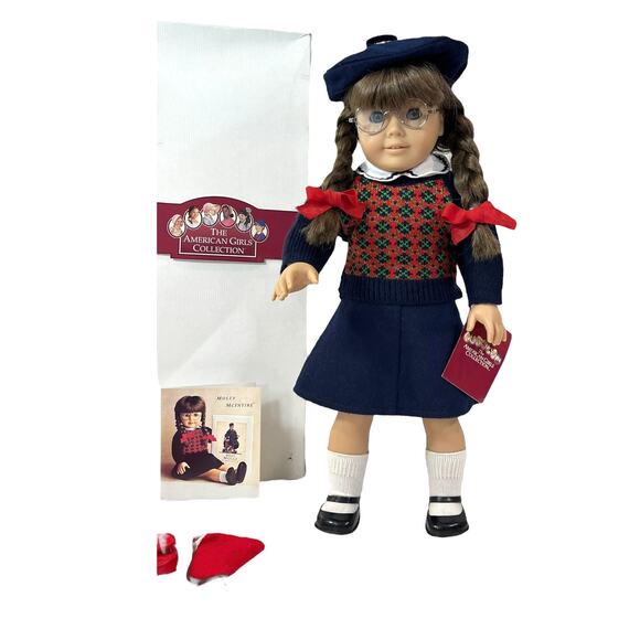 American Girl Molly Doll Pleasant Company 1986 In Meet Outfit & Accessories Box - Picture 14 of 16